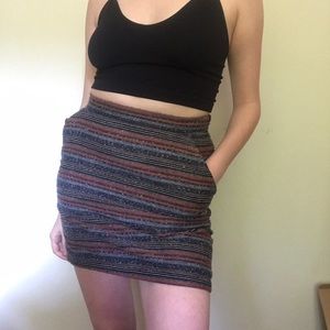 Striped tweed mini skirt with pockets